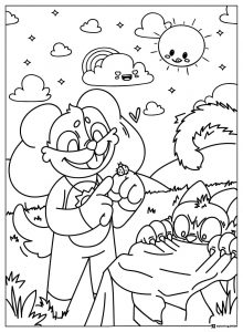 Dogday with a ladybug Catnap hiding sunny Coloring Page