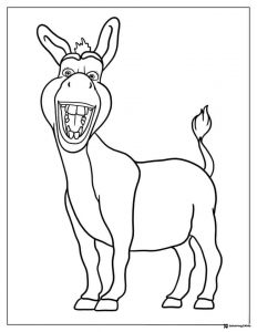 Donkey with wide open mouth coloring page