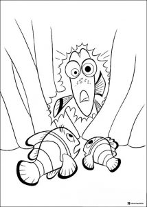 Dory Marlin and Nemo arguing coloring page