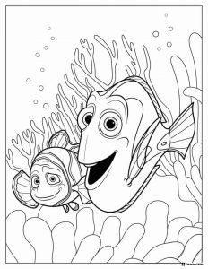 Dory and Nemo with Coral Coloring Page