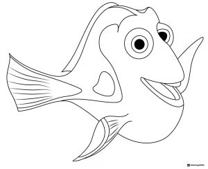 Dory happy smiling coloring page