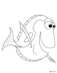 Dory smiling wide coloring sheet