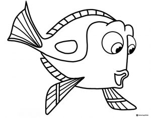 Dory swimming coloring page