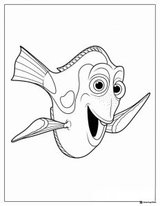 Dory the Blue Tang Smiling Coloring Sheet