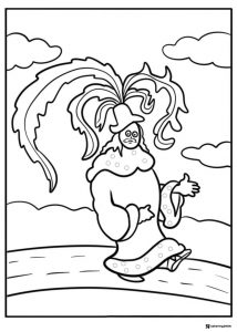 Dr. Seuss Character with Leafy Hat Coloring Sheet
