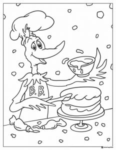 Dr. Seuss Chef Decorating Cake Coloring Page