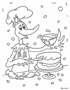 Dr. Seuss Chef with Cake Coloring Page