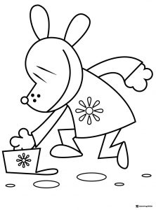 Dr. Seuss inspired character in coat with flower coloring page
