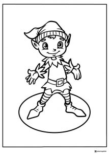 Elf Coloring Sheet Standing in a Circle