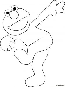 Elmo Coloring Page Dancing with Arms Up