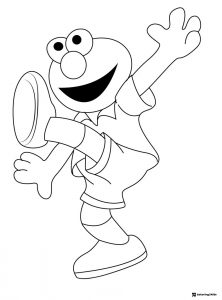 Elmo Coloring Page kicking a soccer ball