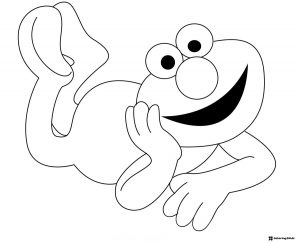 Elmo Coloring Page lying down with hand on cheek