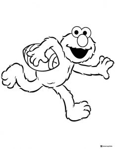 Elmo Coloring Page running with a football