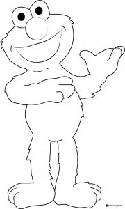 Elmo Coloring Page with arms crossed and one hand open