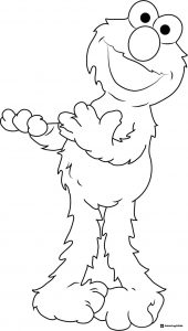Elmo Coloring Page with fuzzy texture and welcoming pose