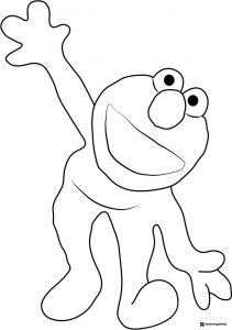 Elmo Coloring Page with one arm up and one arm out