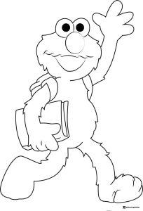 Elmo going to school coloring page