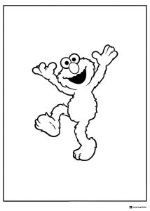 Elmo happily dancing coloring page