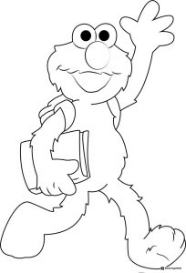 Elmo with backpack and book coloring sheet