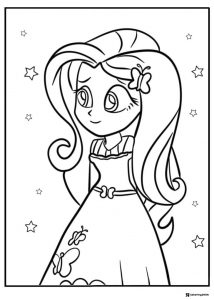 Equestria Girls Fluttershy portrait coloring page