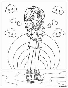 Equestria Girls Sunset Shimmer with clouds coloring
