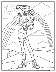 Equestria Girls Sunset Shimmer with rainbow coloring