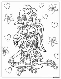 Equestria Girls friends posing coloring page
