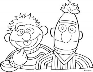 Ernie and Bert Coloring Page close up