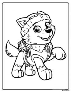 Everest Coloring Page in Winter Outfit and Pup Pack