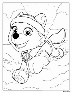 Everest Snowy Adventure Coloring Sheet with Forest Scene