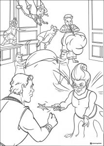 Fairy Godmother battling Prince Charming coloring sheet