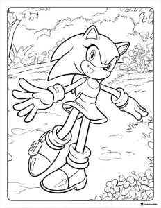 Female Sonic Character Coloring Page with Open Arms