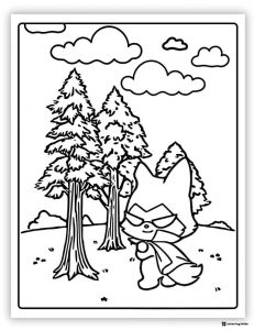 Fennec Fox Character in Forest Coloring Page