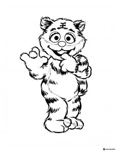 Fluffy cat Coloring Page with stripes and eyelashes