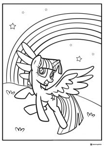 Flying Twilight Sparkle with rainbow coloring page