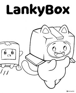 Foxy and Boxy Lankybox Coloring Page with text