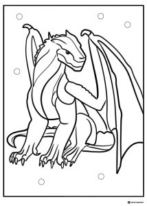 Front facing dragon with large wings coloring page