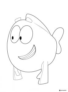 Funny fish with big eyes coloring page