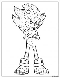 Furry Sonic Coloring Page with Crossed Arms and Intensity