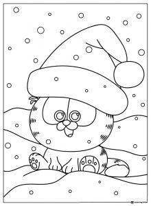Garfield Christmas Coloring Page in Snow