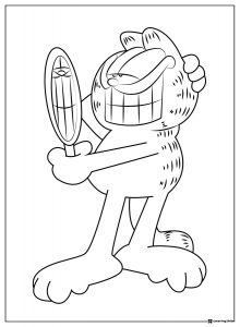 Garfield Coloring Page Looking in Mirror
