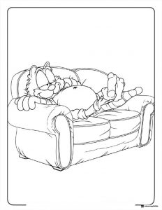 Garfield Coloring Page Lounging on a Couch