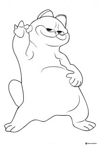 Garfield Coloring Page Pointing Up