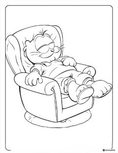 Garfield Coloring Page Sleeping in Armchair