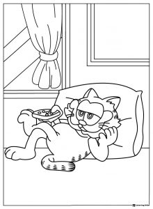 Garfield Coloring Page Watching TV