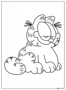 Garfield Coloring Page full body sitting pose