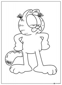 Garfield Coloring Page with Paws on Hips