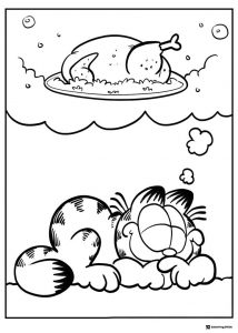 Garfield Dreaming of Turkey Coloring Sheet