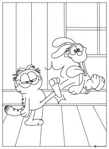 Garfield Kicking Odie Coloring Sheet