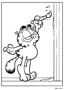 Garfield Painting a Wall Coloring Page